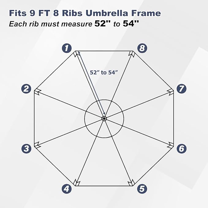 BPS Patio Umbrella Replacement Canopy for 9 ft 8 Ribs Table Umbrella, Outdoor Umbrella Replacement for Market Parasol, Canopy Only
