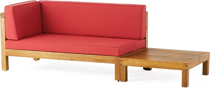Christopher Knight Home 316576 Oana Patio Conversation Sets, Teak + Red