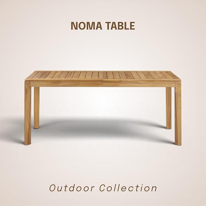 NTC Noma 63 Inch Solid Wood Dining Table, Seats 4-6, Indoor & Outdoor Rectangular Table, Weather Resistant Patio Dining Table for Backyard, Deck & Dining Room, Easy Assembly, Natural