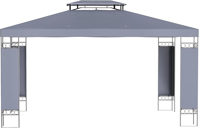 Outsunny 10' x 13' Patio Gazebo, Double Roof Outdoor Gazebo Canopy Shelter with Screen Decorate Corner Frame, for Garden, Lawn, Backyard and Deck, Gray