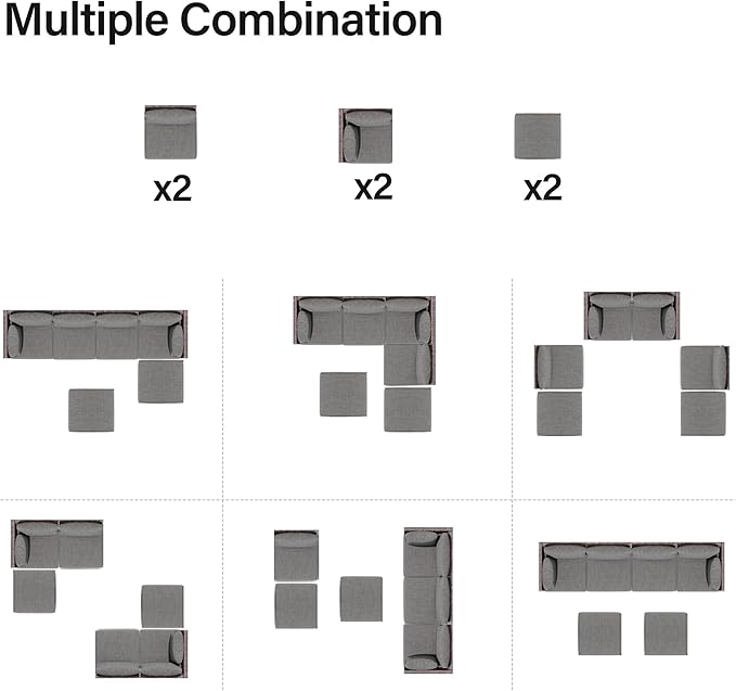 LAUSAINT HOME 6-Piece Patio Conversation Set, Modular Outdoor Sofa with Thick Cushions, All-Weather PE Rattan Sectional Seating for Garden, Backyard & Deck, Grey