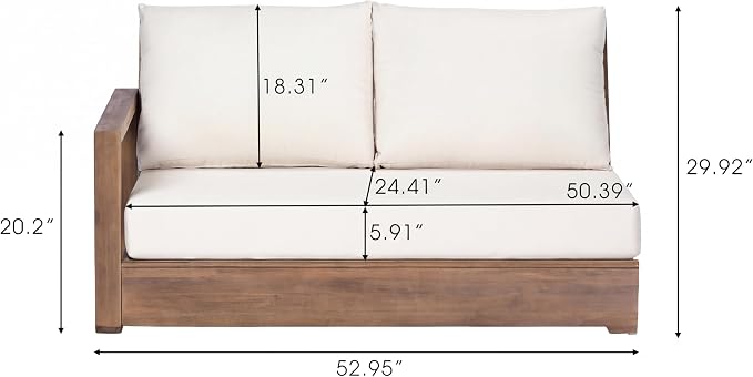 Christopher Knight Home Outdoor Sofa Set, Acacia Wood Modular Patio Furniture Set with Floor Seating Cushions Coffee Table Slatted Design Sectional Backyard Garden Conversation Set