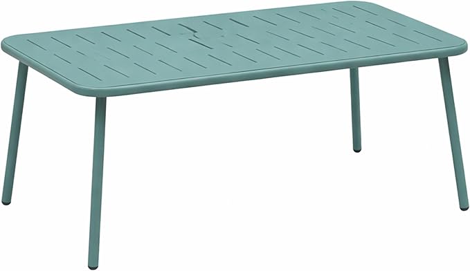 Alpine Corporation VTFAM170A 4-Piece Outdoor Rope Woven Patio Conversation Set – Sofa Bench, 2 Armchairs & Coffee Table – Modern Metal Frame with Wood Armrests – Indoor/Outdoor Seating Set