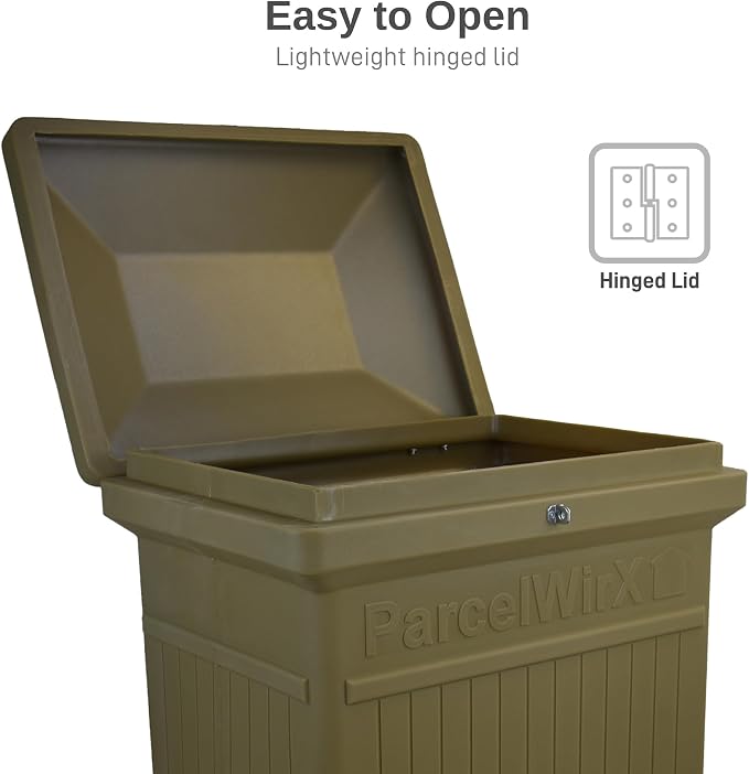 RTS Home Accents ParcelWirx Premium Vertical Large Lockable Package Delivery Box with Hinged Lid, Oak