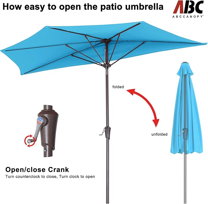 ABCCANOPY Patio Umbrella 11FT - Outdoor Half Umbrellas for Patio, Backyard, Garden, Deck (Turquoise)