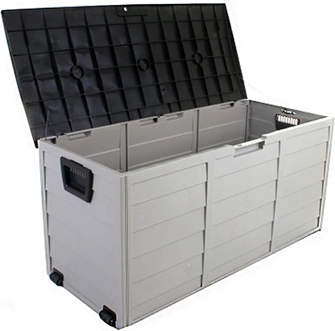 65 Gallon Large Deck Box,Deck Box Outdoor Storage Boxes ,Outdoor storage organizer with lock opening,Waterproof Outdoor Storage Box with Bottom Pulleys, for Patio Furniture ( Color : Black , Size : 65