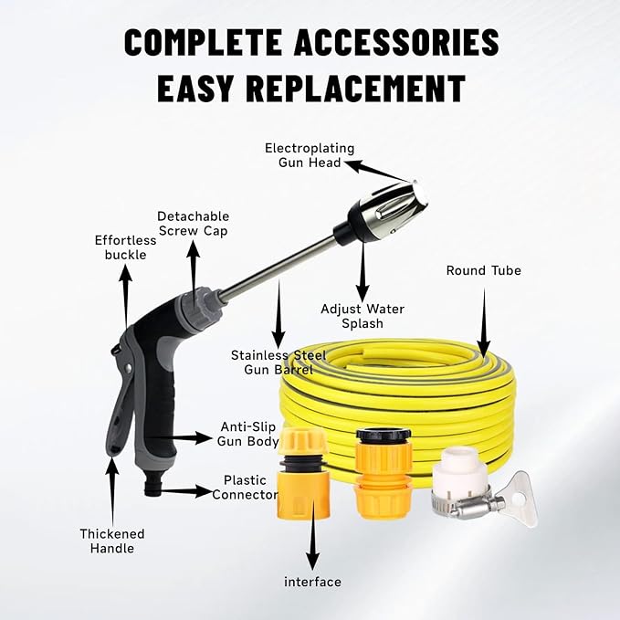 Cordless Pressure Washer, Portable Pressure Washer Guns with Adjustable Power Hose, Cordless Power Washers with 2 Mode Spray Nozzle, for Car, Patio, Porch, Sidewalk, Pathway, Driveway, Flower