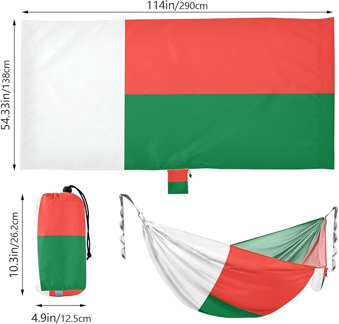 National Flag of Madagascar Hammocks with Portabl Carry Bag Backyard Hammock for Indoor Outdoor Patio