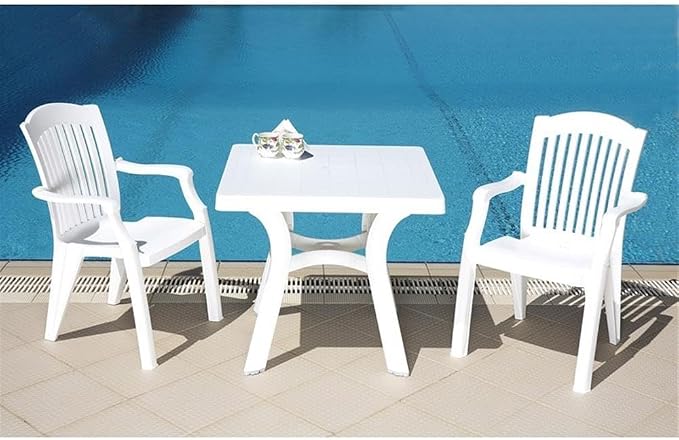 Compamia Viva 31" Resin Square Patio Dining Table in White, Commercial Grade