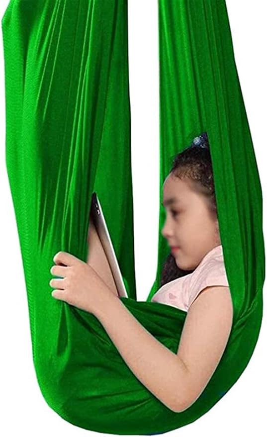 Indoor Therapy Yoga Hammock Kid Sensory Cuddle Swing Steady Hanging Seat Chair with Special Needs for Autism ADHD Aspergers (Color : Green, Size : 150 x 280 cm)