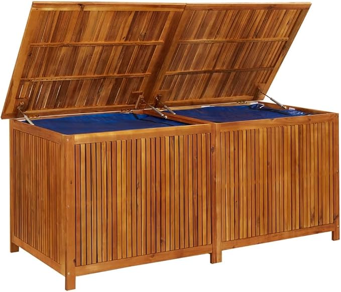 Wooden Deck Box Large Outdoor Storage for Patio Furniture, Garden Tools, Pool Supplies, Outdoor Backyard Patio Storage Deck Box Container, 68.9"x31.5"x29.5" Solid Acacia Wood