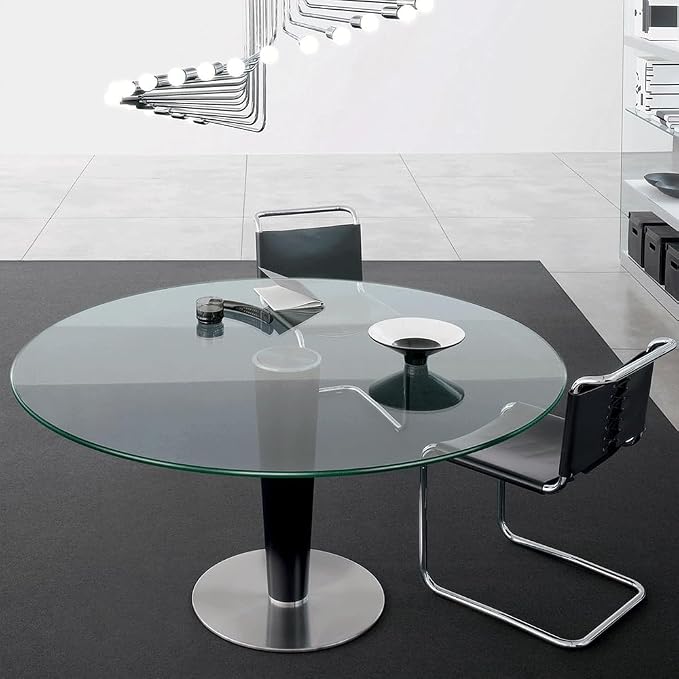 Dulles Glass 24 inch Round Glass Table Top - Tempered - 1/2" Thick Glass Surface, Safe Ogee Edge, Multipurpose for Dining Table, Patio, Coffee and End Table