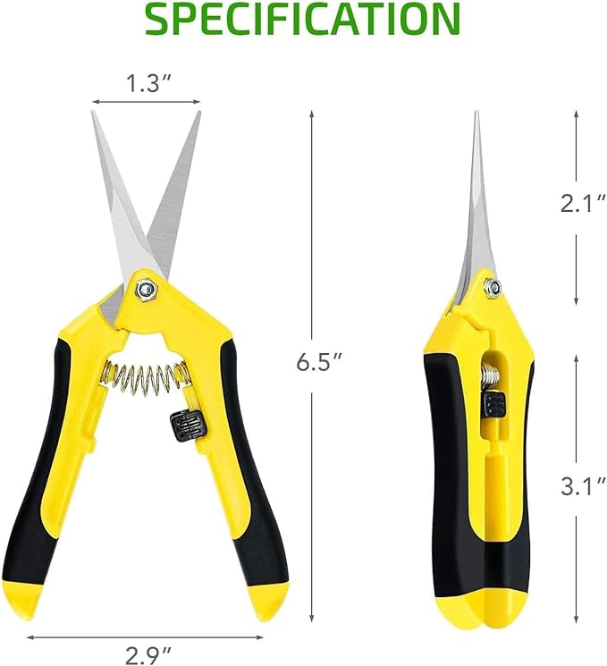 iPower 4Pcs 6.5'' Pruning Shears for Gardening Hand Pruner Trimming Scissors with Straight Stainless Steel Blades for Bonsai, Herb, Bud, Hedge, Yellow