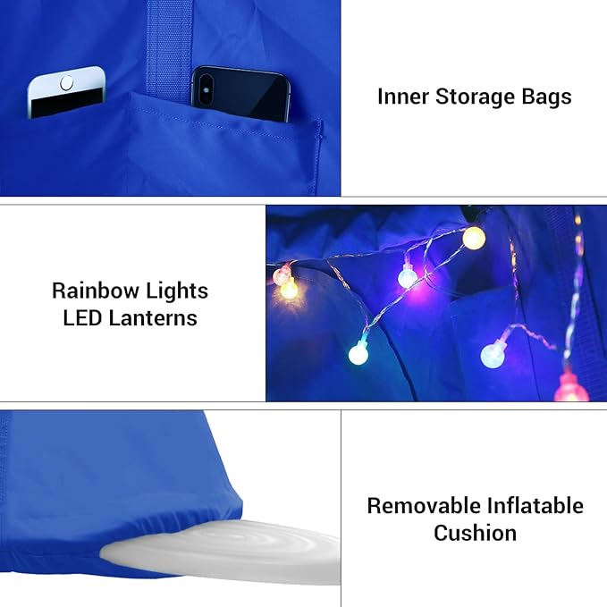 AthLike Hanging Tree Tent for Kid, Indoor Outdoor Hanging Tent, Waterproof Tree Ceiling Pod, Portable Hang Out Huggle Pod Play Tent w/Rainbow Lights String, Inflatable Base, 45" H x 44" W 330lbs
