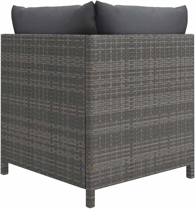 12-Piece Grey Anthracite PE Rattan Modular Patio Conversation Set 23.6" Outdoor Sectional Sofa