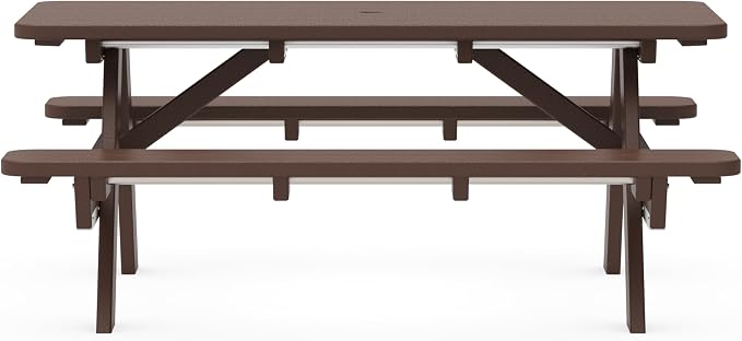 POLYWOOD PT172MA Park 72" Picnic Table, Mahogany