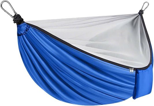 YSUEFIJO Travel Hammock with Mosquito Net, Relaxing Outdoor Hanging Hammock, Foldable and Compact for Backpacking, Breathable and Comfortable, Supports Up to 250kg