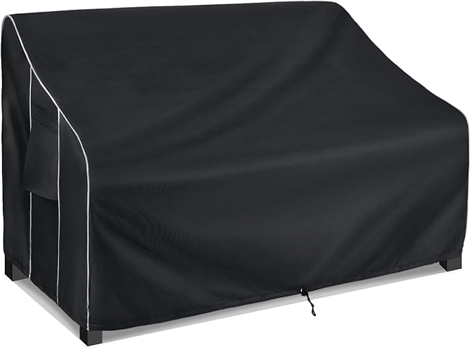 FORSPARK Patio Furniture Sofa Covers 58W x 40D x 31H 2-Seater inch Outdoor Waterproof Couch Loveseat Bench Cover, Black