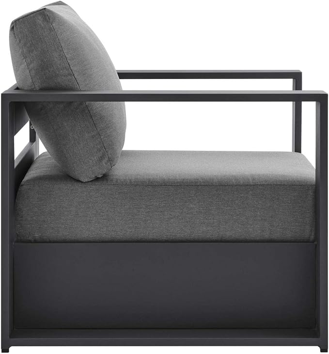 Modway Tahoe 4-Piece Fabric/Powder-Coated Aluminum Outdoor Set in Charcoal/Gray