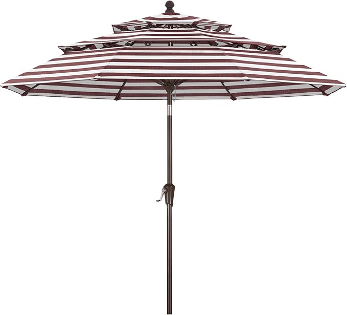 ABCCANOPY 5-Year 10-Year No Fading 9FT 3 Tiers Patio Umbrella, Outdoor Table Umbrella with 8 Sturdy Ribs for Deck, Backyard, Garden, Yard