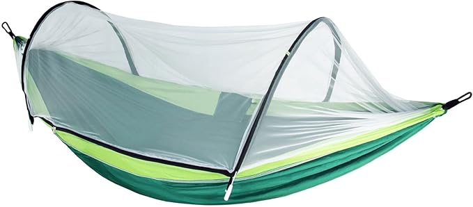 Camping Hammock with Net, Travel Portable Lightweight Hammock with Tree Straps and Carabiners, Pop Up Parachute Nylon Hammock, for Beach Patio Hiking (Color : SmallA, Size : 230x115cm)