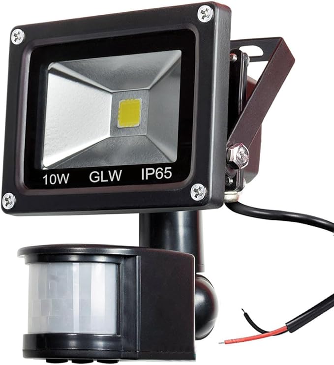 10W Motion Sensor Flood Light Daylight White Light 80W Halogen Bulb Equivalent[NO Plug]