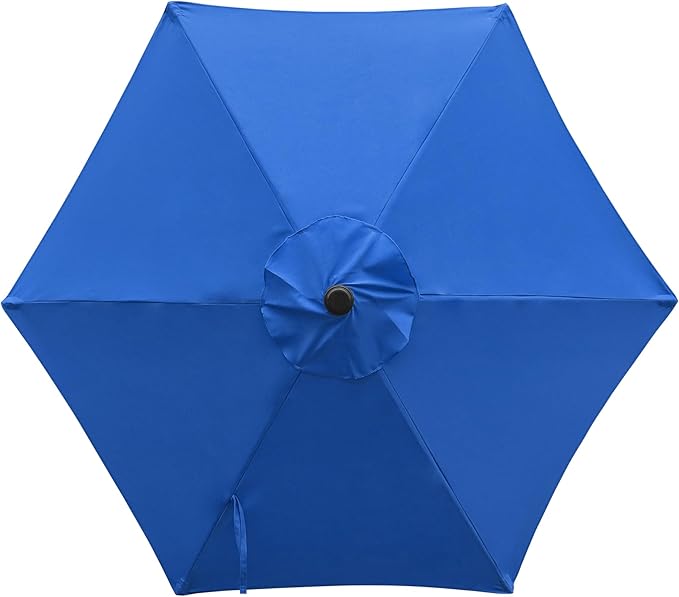 7.5 Ft Patio Umbrella with Crank Weather Resistant Outdoor Umbrella Durable 6 Sturdy Steel Ribs Outdoor Market Umbrella for Deck Garden Pool Yard Cafe, Blue