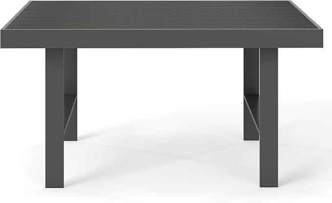 Solaste Aluminum Outdoor Dining Table, All-Weather Rectangle Metal High Patio Coffee Table for Balcony, Garden, Multifunctional Dining Table Coffee Table, Indoor or Outdoor Use, Grey/White
