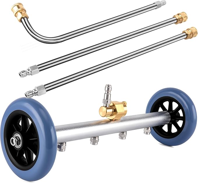 2-in-1 Undercarriage Pressure Washer Attachment – 4000 PSI Broom, 16" – 3 Extension Wands & Rust Prevention
