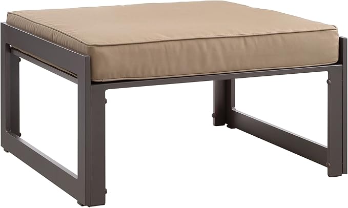 Modway Fortuna Aluminum Outdoor Patio Ottoman in Brown Mocha