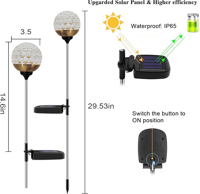 Solar Garden Lights Outdoor, 4 Pack Upgraded Globe Powered Garden Lights, Waterproof Multi-Color Changing LED Stake Lights for Patio Yard Pathway Landscape Decoration