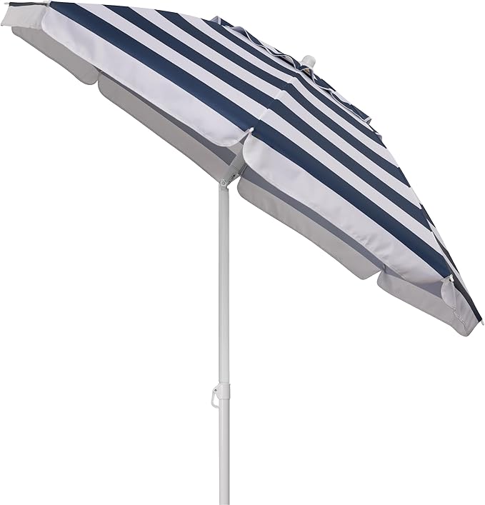 PICNIC TIME 5.5 Ft Portable Beach Umbrella, Lightweight UV Protection Sunshade with Tilt Pole & Carry Bag, Outdoor Canopy Umbrella for Beach, Sand, Pool, Patio, Camping, Travel, or Backyard Shade, (Blue & White Stripe)