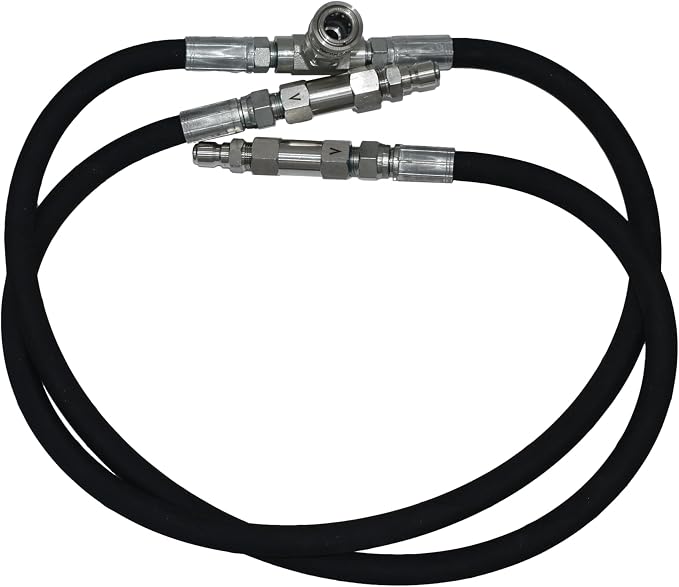 3/8" Siamese Kit, Dual Pressure Washer Connector with Stainless Steel Quick Connects, Check Valves, 6000 PSI Hoses