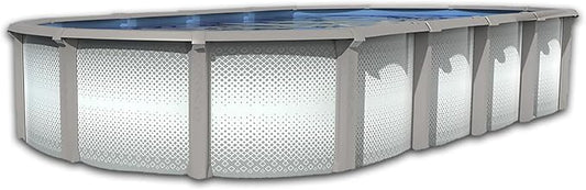 Lake Effect Pools 'Grand Cayman' 18 ft x 33 ft Oval Above Ground Swimming Pool | 52 Inch Strong Extruded Resin Components | Bundle Includes: 25 Gauge Overlap Liner & Widemouth Skimmer