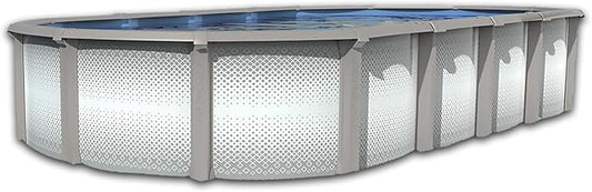 Lake Effect Pools 'Grand Cayman' 12 ft x 24 ft Oval Above Ground Swimming Pool | 52 Inch Strong Extruded Resin Components | Bundle Includes: 25 Gauge Overlap Liner & Widemouth Skimmer