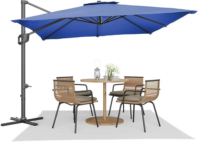 GarveeHome Cantilever Patio Umbrella 10x10 ft Large Rectangle Umbrella Outdoor Market Umbrellas 360 Rotation Offset Hanging Outdoor Shade for Patio Deck Pool Backyard