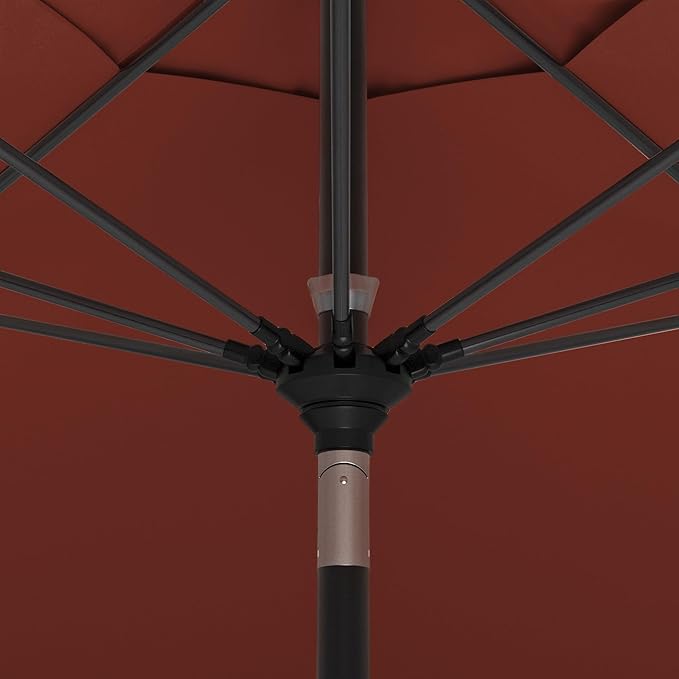 California Umbrella 11Ft Sunbrella Patio Umbrella, Fiberglass Ribs, Hand-Crank, Tilt-Collar, Black Frame, Terracotta Fabric