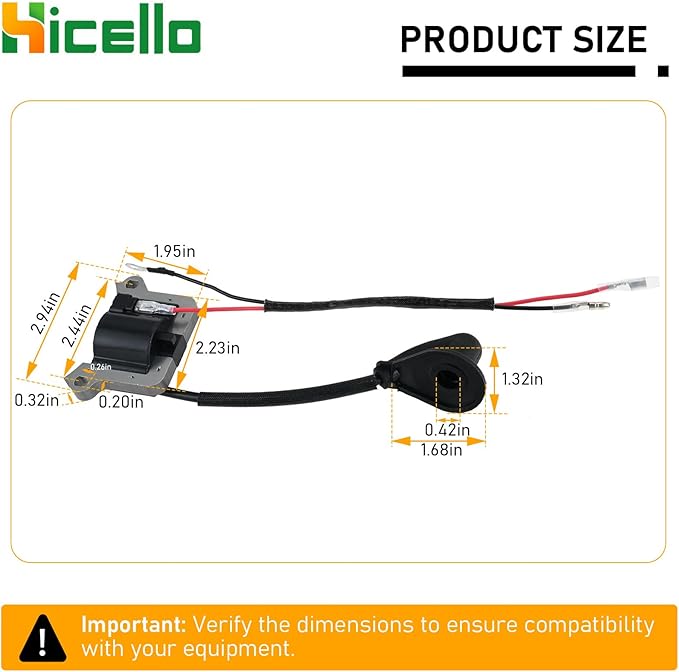 62mm Brush Cutter Ignition Coil, 43CC 49CC 52CC Strimmer Ignition Coil Module for 2-stroke Engine Grass Trimmer Multi Tool Tiller Cultivator Garden Machines