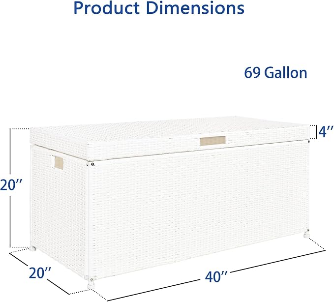 Outdoor 70 Gallon Wicker Deck Storage Box Color: White