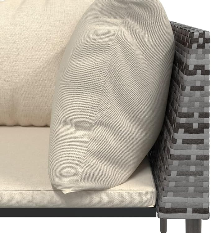 5 Piece Patio Lounge Set with Cushions, Patio Conversation Set Outdoor Sofa Sets Sectional Sofa Front Porch Furniture for Exhibition Garden Piazza Negotiation Area Gray Poly Rattan