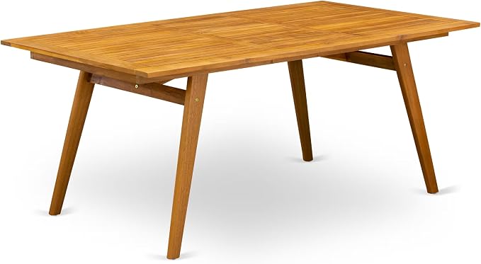 East West Furniture DEHD5CANA 5 Piece Patio Garden Table Set Includes a Rectangle Outdoor Acacia Wood Dining Table and 4 Folding Arm Chairs, 40x72 Inch, Natural Oil