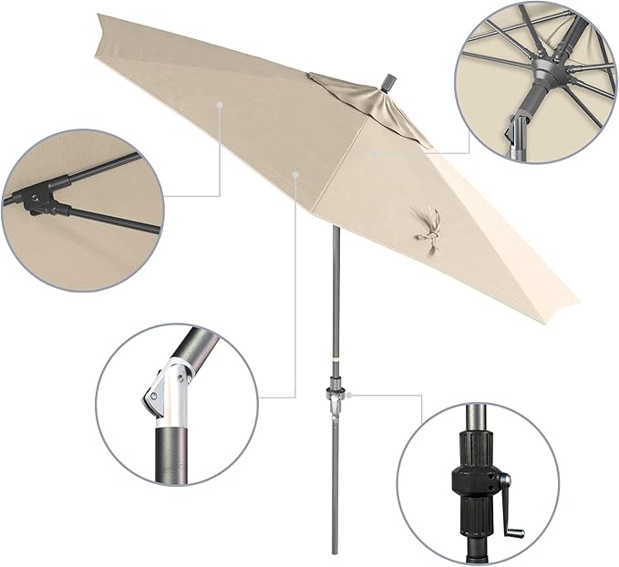 California Umbrella Crank Lift, Collar Tilt, Aluminum Pole
