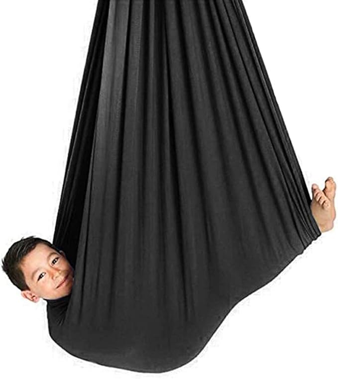 Indoor Kids Therapy Swing for Children Portable Cuddle Hammock Up to 440lbs for Autism ADHD ADD Sensory Integration Chairtoy (Color : Black, Size : 100 x 280 cm)