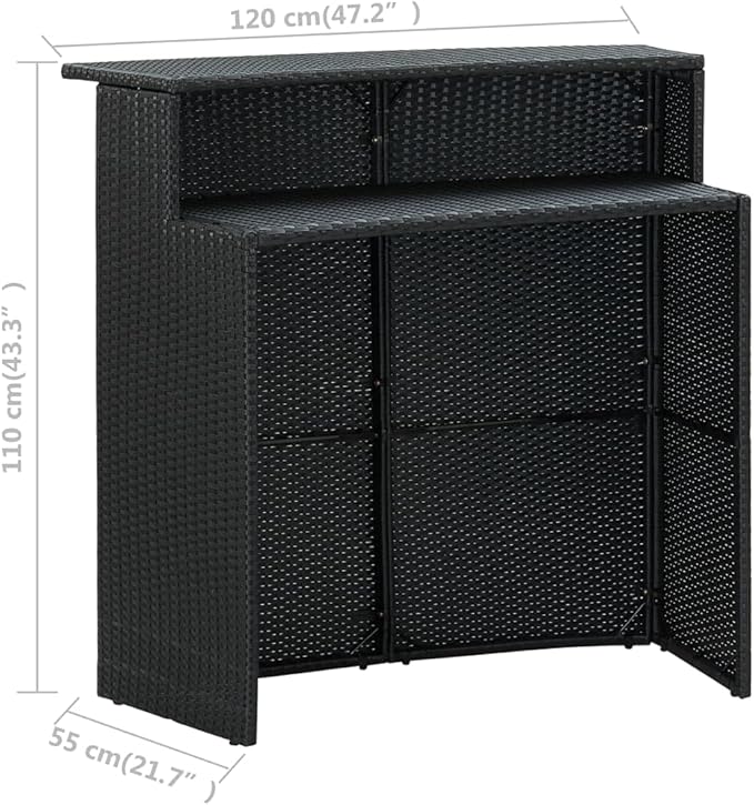 Patio Bar Set with Cushions,Garden Table and Chairs Sets,Garden Conversation Sets, Outdoor Patio Furniture,for Patio,Backyard,Garden,3 Piece Black