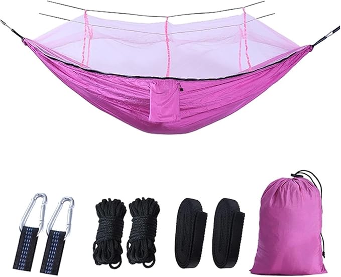 Hammock Portable Outdoor Camping Leisure Double Mosquito Net Hammocks Garden Travel Tourist Nature Hike Sleeping Hanging Hammock Swing Quick-Opening(Style 6)