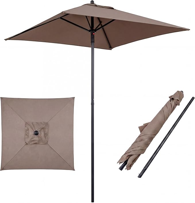 Giantex 5ft Square Patio Umbrella, Outdoor Table Umbrella with Push Bottom Tilt, 4 Sturdy Ribs, Fade Resistant & Waterproof Canopy, Market Umbrella for Deck, Pool, Backyard, Garden, Beach