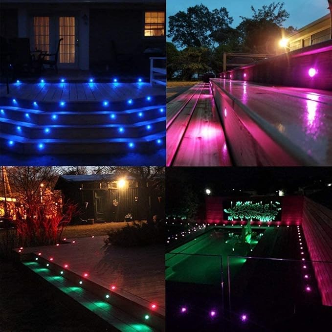 LED Deck Lights Multi-Color RGB Waterproof Recessed Wood Decking 0.7" Tiny Deck Driveway Light Dock Path Step Road Light Outdoor and Indoor Decoration Security Lighting (RGB, 20pcs)