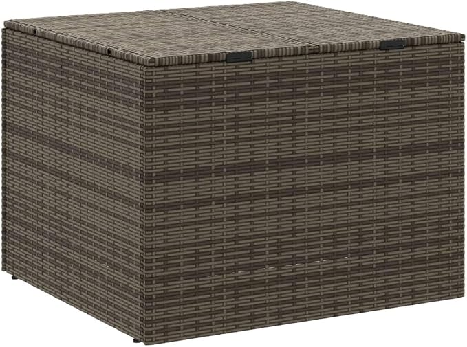 Outdoor Garden Storage Box 291L, Weather-Resistant PE Rattan Deck Box with Lid, Patio Furniture Container for Cushions Tools, Grey
