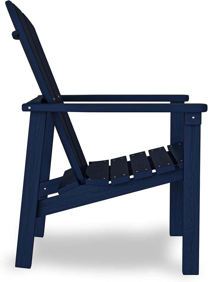 nevilywood Compact Stackable Adirondack Chairs,All Weather HDPE,380lb,Navy | 26.3" Wide HDPE.All-Weather Outdoor.Maintenance-Free.Stackable for Storage.25°Curved Straight Backrest.Quick Assembly
