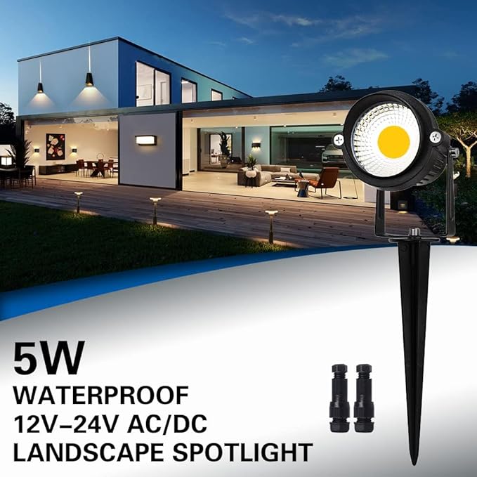 EAGLOD 5W Spot Lights Outdoor 5000K Daylight White Flag Pole Light 12V~24V AC/DC LED Landscape Spotlights, Waterproof Low Voltage Landscape Lighting for Yar (2)